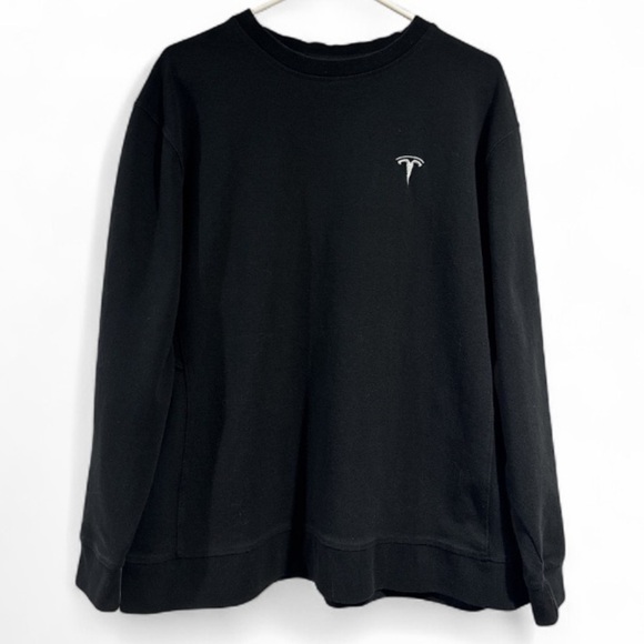 Tesla Tops - Tesla sweatshirt knit black large unisex long sleeve crew neck stretch